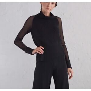 NFP New Form Perspective Black sweater with sheer sleeves. Small. Like New.